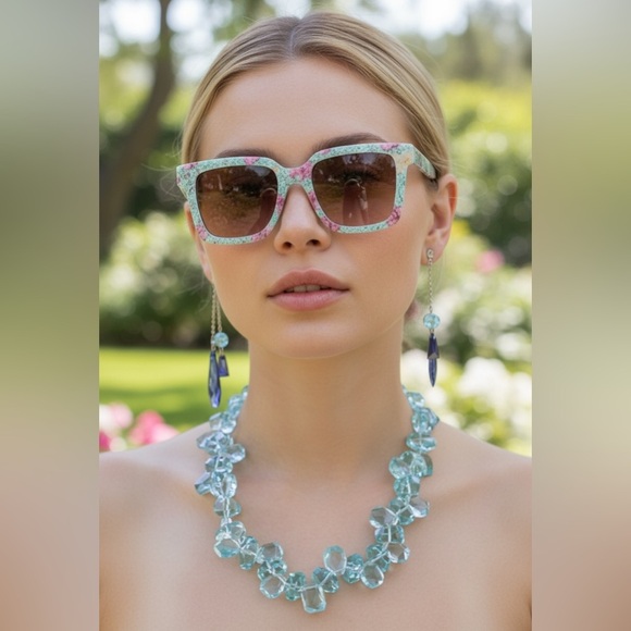 LoveShackFancy Sunglasses Nouvella Turquoise Waves